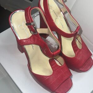 Jessica Simpson palya wicked red florida gator print platform sandal heel